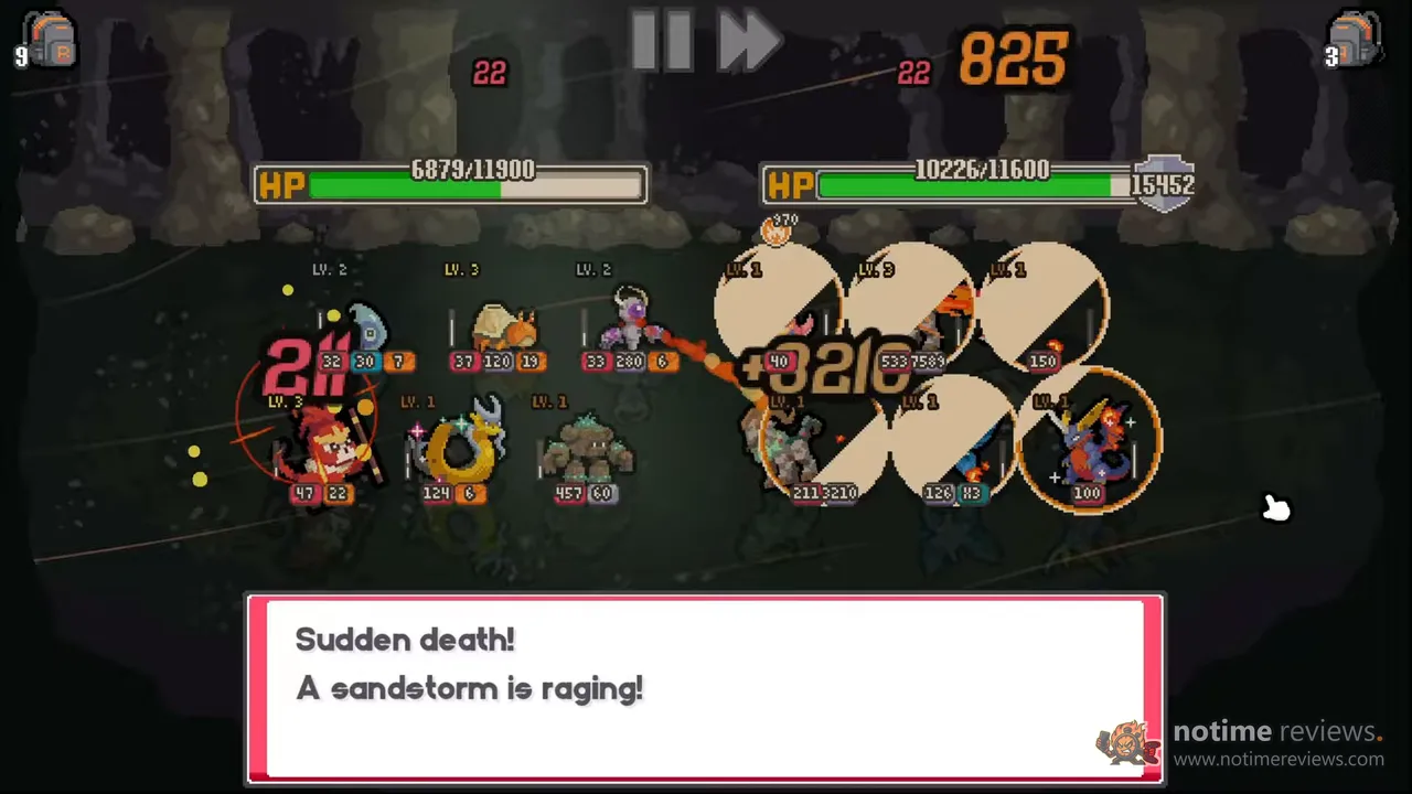Batomon Showdown: a sudden death sandstorm battle against an enemy team holding a 15,452 shield