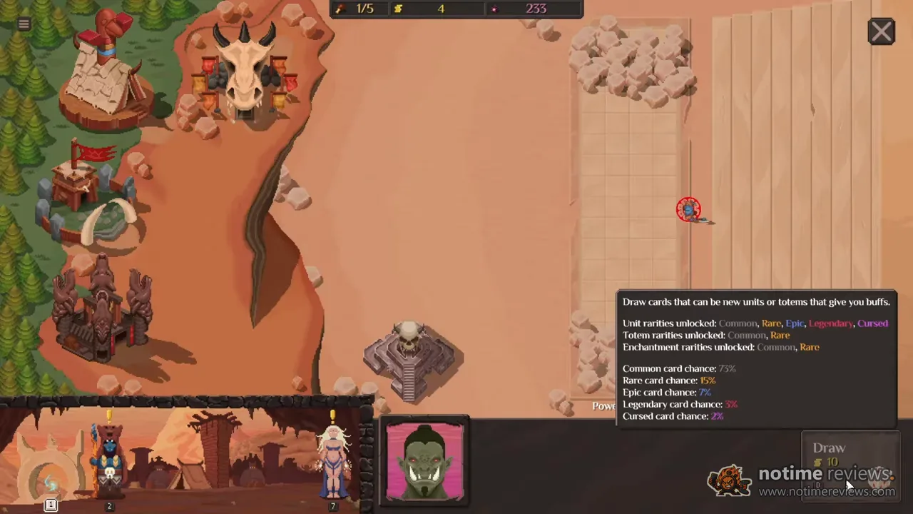 Orc Incremental: drawing unit and totem cards at the orc base