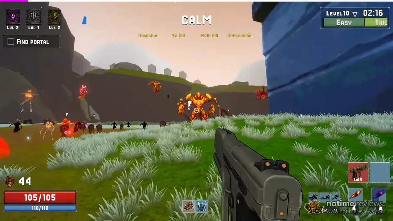 RIPCORE: Fighting a demon horde with the pistol while combo tags stack at the top of the screen